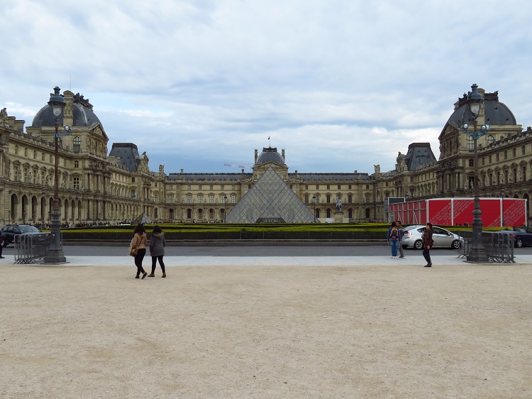 the Louvre courtyard with the glass pyramid in the middle