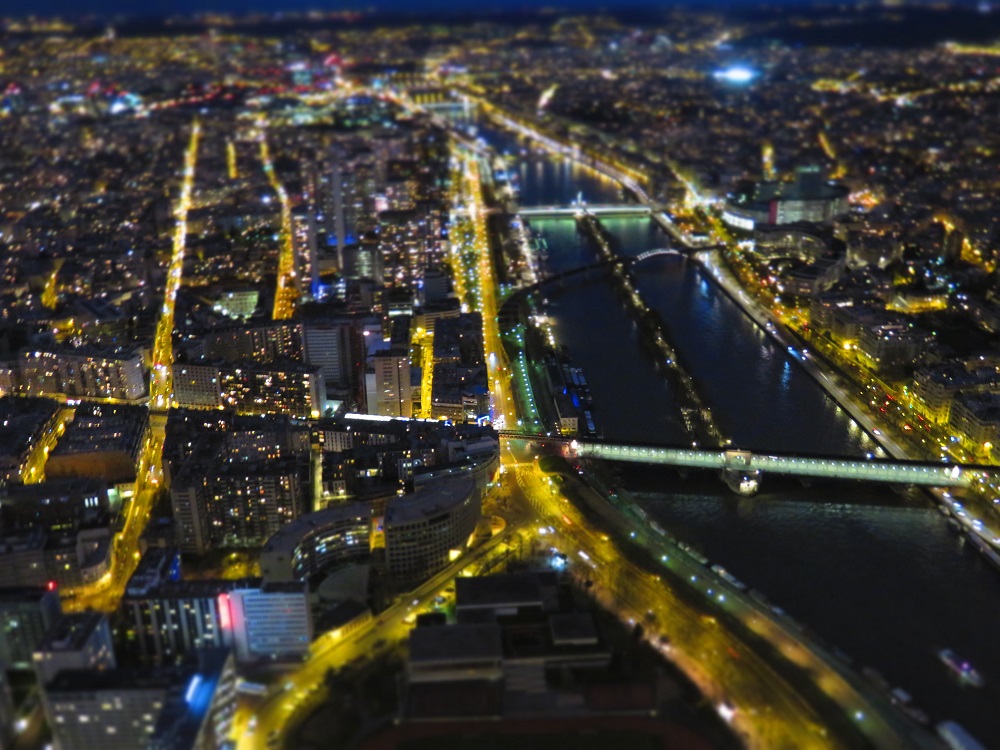 night cityscape of Paris